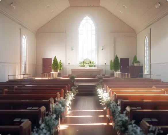 Beautiful church set up for a Celebration of Life