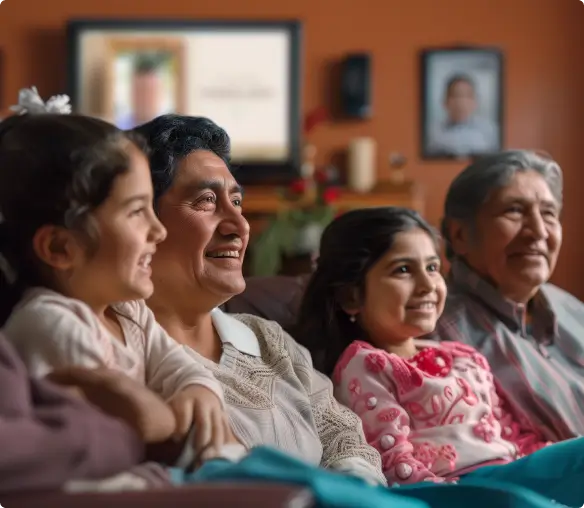 Family happily remembering their loved one